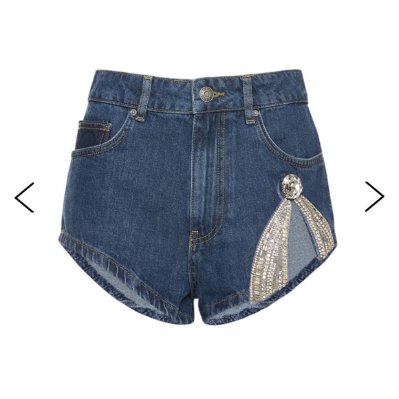 Area Deco Bow Denim Shorts - Picture 1 of 4